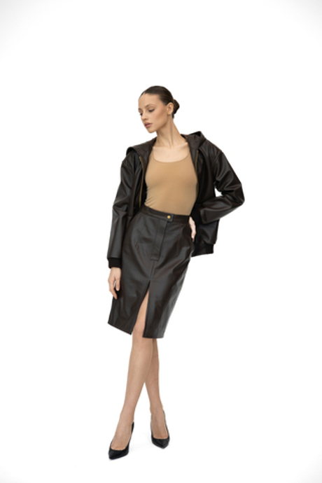 Кожаная юбка карандаш из натуральной кожи