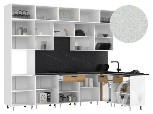 Кухня Рио NEW ЛДСП 3;0х1;8м (белый/дуб крафт/антарес) Компоновка №5