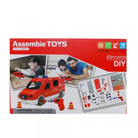 Конструктор "Пожарная машина" с шуруповертом  ( 63 детали )