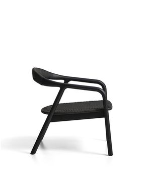 Кресло уличное Derile из дуба и веревки с черной отделкой