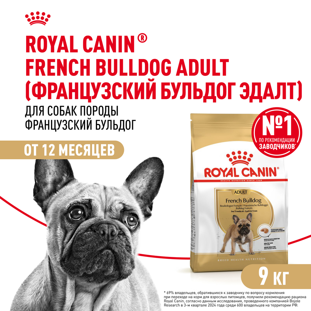 Royal Canin French Bulldog Adult Корм сухой для взрослых собак породы Французский Бульдог 9 кг