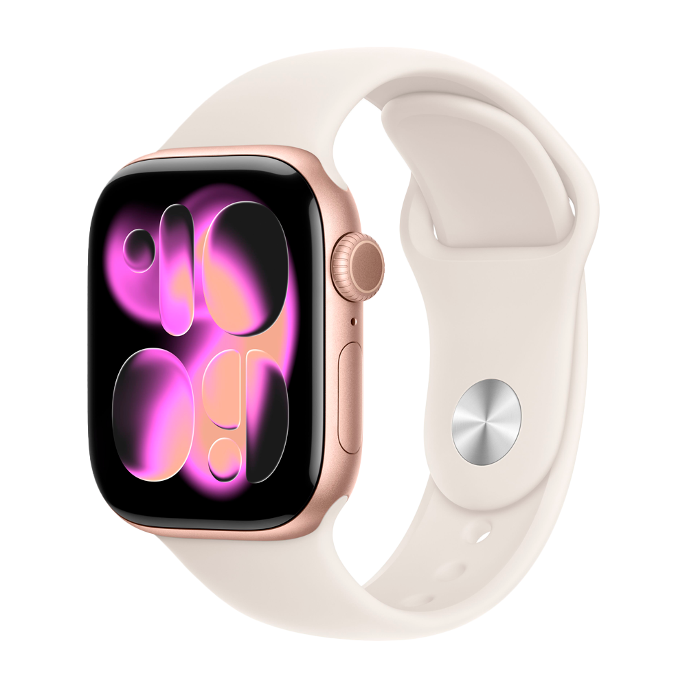 Умные часы Apple Watch Series 11 GPS, 42mm, Rose Gold Aluminium Case with Starlight Sport Band, M/L