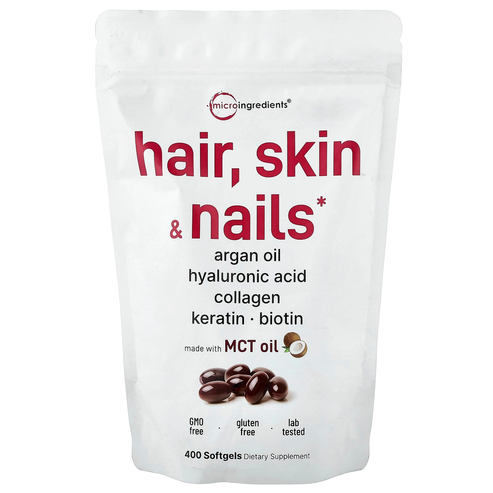 Micro Ingredients, волосы, кожа и ногти, 400 капсул