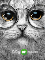 Наклейка декоративная "Кот с черными глазами в прозрачных очках"