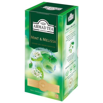 БОНУС Чай зеленый Ahmad Tea с ароматом с мятой и мелиссой 25 пакетиков