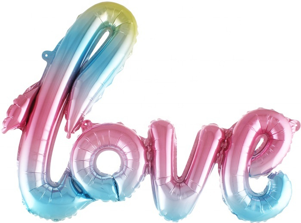 Фольгированный шар надпись "Love" нежная радуга градиент 104 см