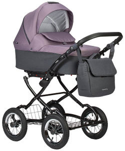 Детская коляска Indigo Charlotte Sity Classic 12 3 в 1 с автокреслом Avionaut Cosmo Cs03 т.серый/фиолетовый