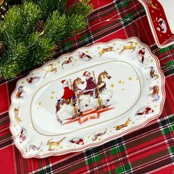 Lenardi 305-168 Набор из 2 прямоугольных блюд 25х16х2см НОВЫЙ ГОД в под.уп.(х12)Фарфор