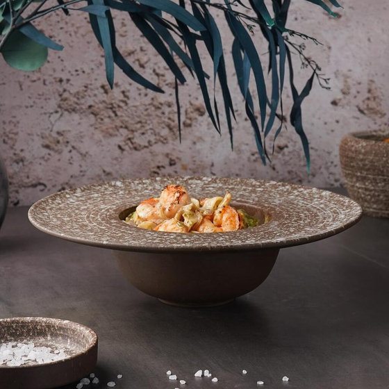 Тарелка глубокая 350 мл d 23 см h6,5 см для пасты/супа Brown Untouched Taiga P.L. Proff Cuisine [1]