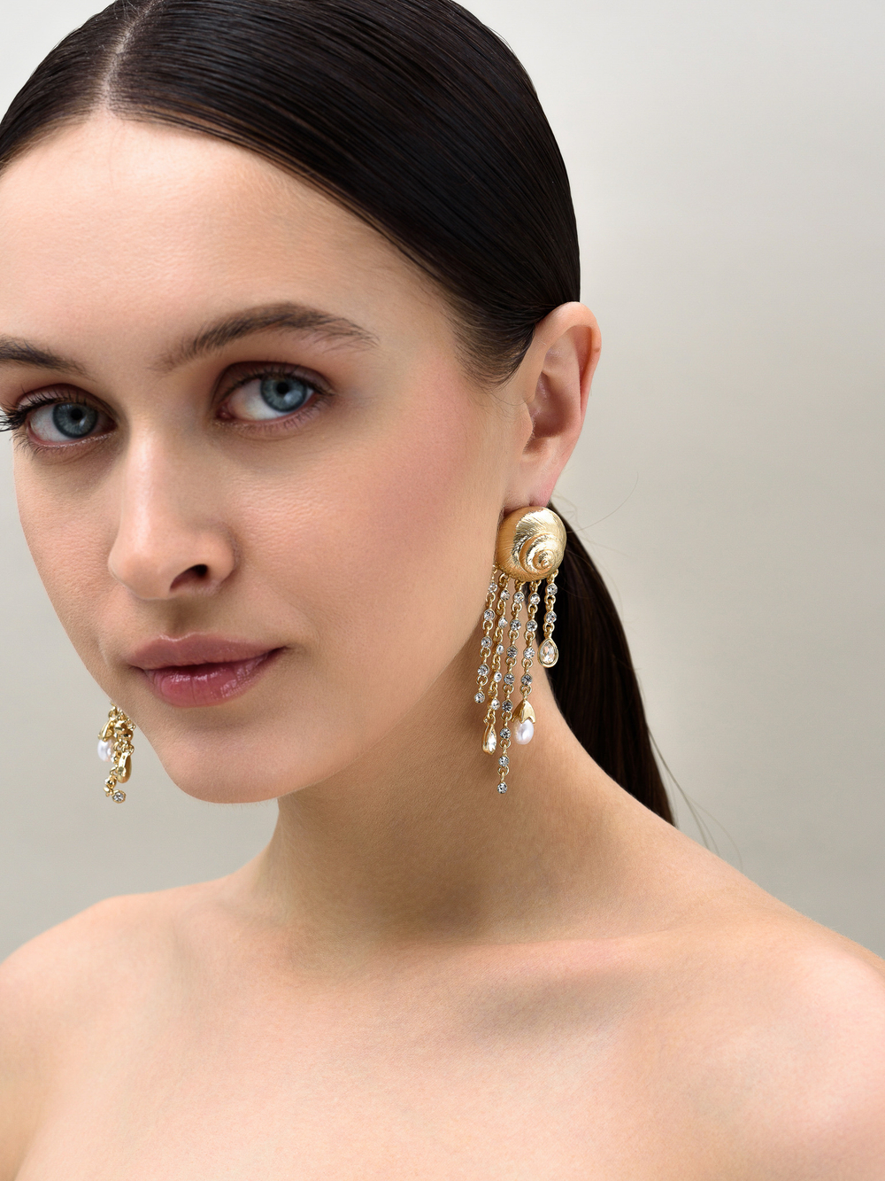 Серьги "Shell chandelier" Gold