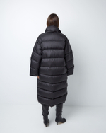 Пуховик двубортный из итальянского нейлона черный