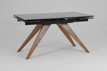 Стол Орландо-М (дуб/нога светлый дуб с черной патиной/столешница стекло Карелия)