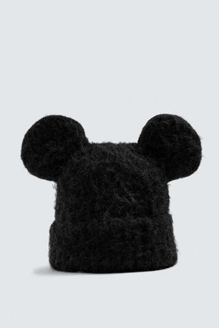 ZARA HARRY LAMBERT X DISNEY ТРИКОТАЖНАЯ ШАПКА С УШКАМИ MICKEY MOUSE, ЧЕРНЫЙ