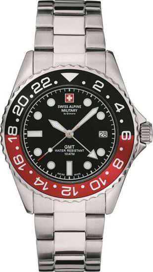 С браслетом Мужские наручные часы с серебряным браслетом Swiss Alpine Military 7052.1136 mens watch 42mm 10ATM