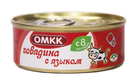 Консервы мясные "Говядина с языком" для детского питания 100г. Оршанский МК