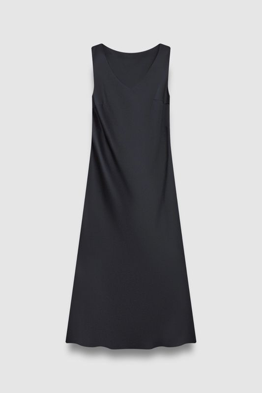 Платье-комбинация на широких бретелях, черный