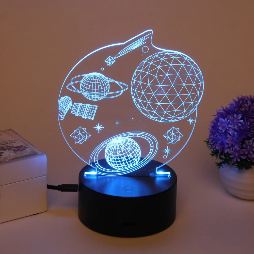 Светильник ночник «3D-Космос» на пластиковой подставке, с включателем USB
