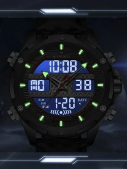 Подарочный набор - часы наручные кварцевые NAVIFORCE на кожаном ремешке, черный W8910-04