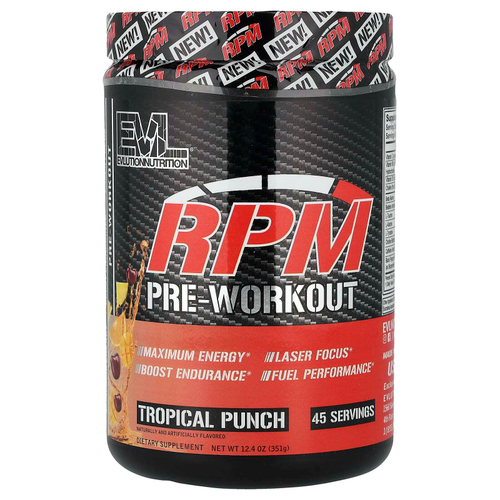 EVLution Nutrition, RPM, предтренировочный комплекс, тропический пунш, 351 г (12,4 унции)
