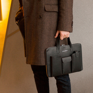 Сумка для MacBook Pro 13"-14" Bocage с карманами из кожи теленка черного цвета