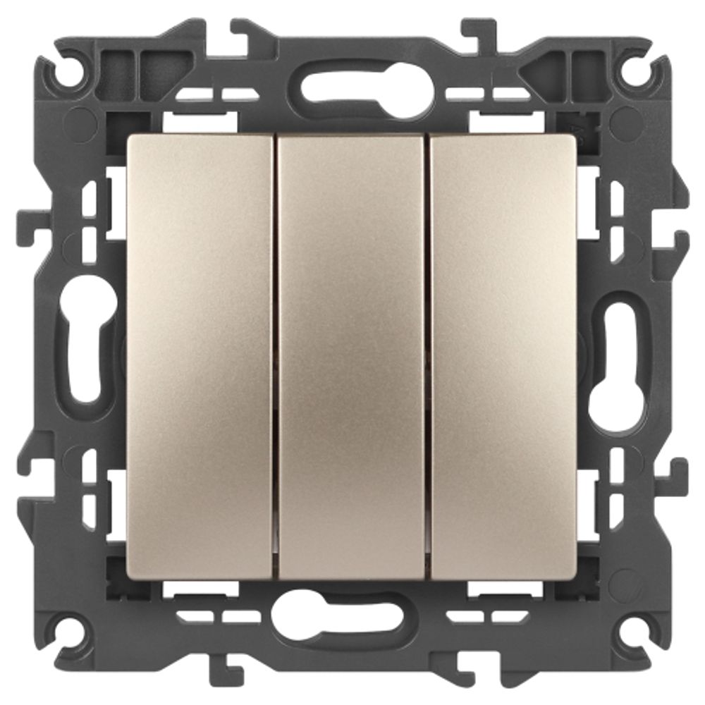 14-1107-04 ЭРА Выключатель тройной, 10АХ-250В, IP20, Эра Elegance, шампань