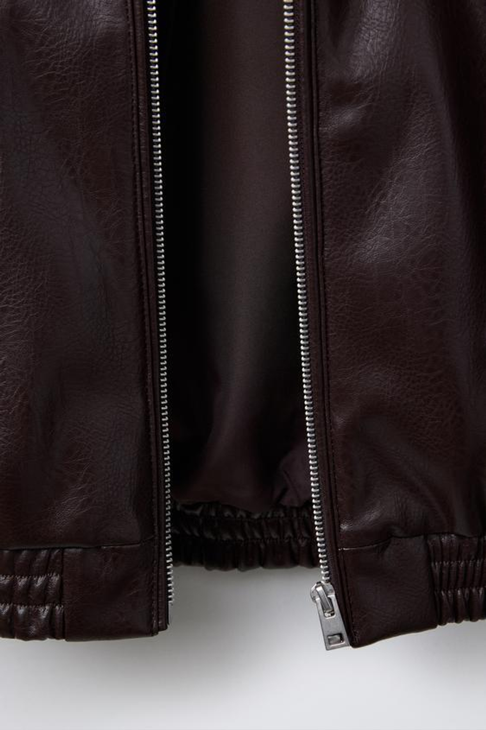 ZARA БОМБЕР ИЗ ИСКУССТВЕННОЙ КОЖИ, КОРИЧНЕВЫЙ