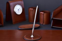 Подставка для одной ручки PREMIUM из кожи Full Grain Toscana/Cuoietto шоколад