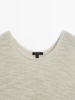 Massimo Dutti Трикотажный топ без рукавов, светло-зеленый