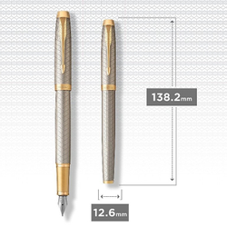 Перьевая ручка Parker IM Premium Warm Silver (grey)  GT, перо: F, цвет чернил: blue, в подарочной упаковке.