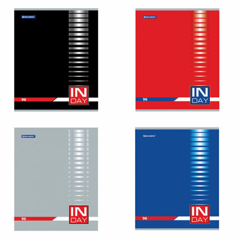 Тетрадь А5, 96 л., BRAUBERG, клетка, обложка картон, "INDAY", 400522, 4шт