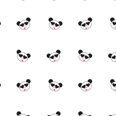 vector pattern panda with heart glasses