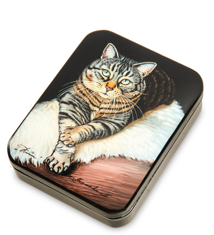 Народные промыслы ШК-55/129-F Шкатулка «Кот» Лидяева Л.