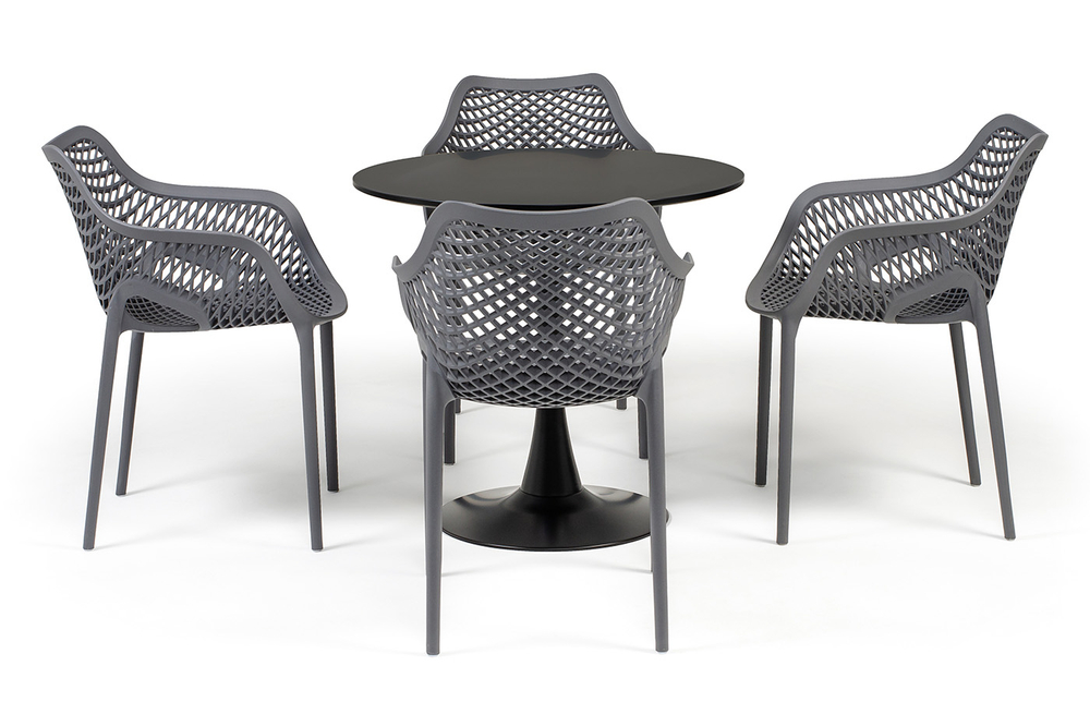 "Беллини" обеденная группа на 4 персоны, цвет темно-серый