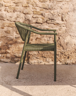 Уличный стул Livadia из зеленого алюминия и веревки