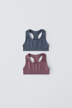 ZARA НАБОР ИЗ ДВУХ ТОПОВ SEAMLESS SPORT, РАЗНОЦВЕТНЫЙ