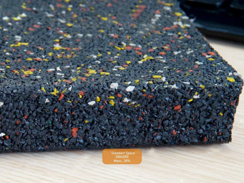 Резиновая плитка EcoStep Standart Space 500х500 (30-60 мм) с рельефным основанием