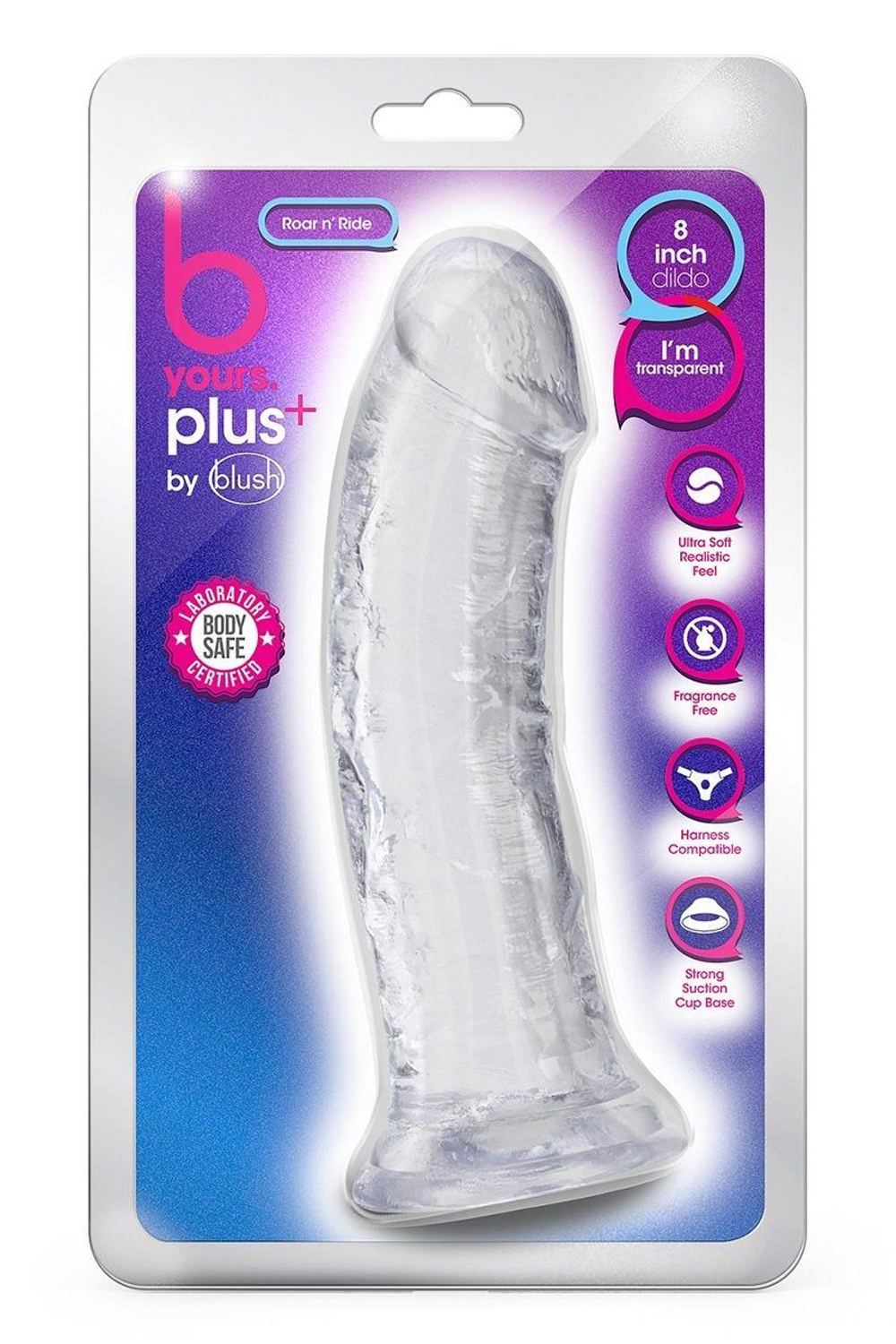 Прозрачный фаллоимитатор-реалистик Roar n Ride - 20,3 см. (Цвет: прозрачный)