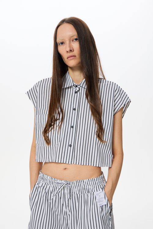 Рубашка Kraizy Stripes короткая без рукава белая