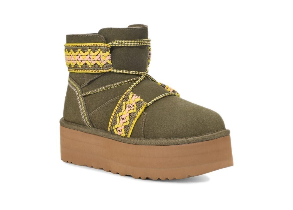 UGG WOMEN MINI BRAID PLATFORM KHAKI