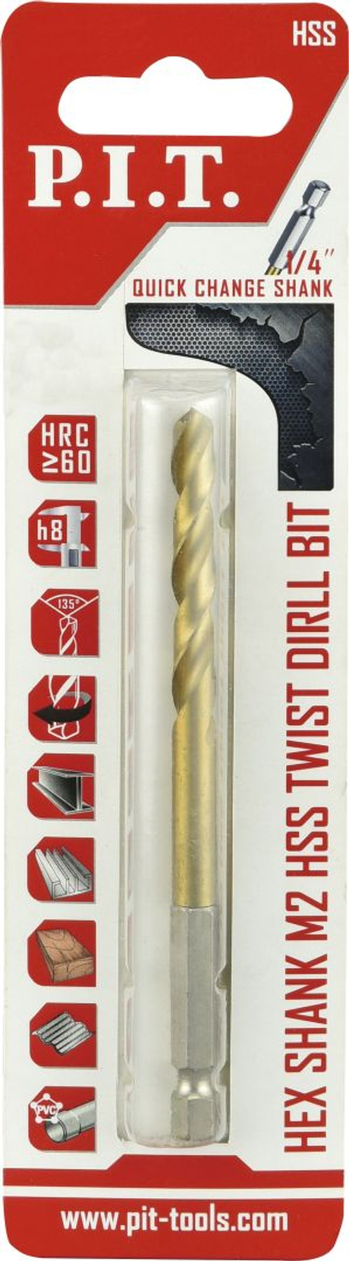 (ХОС) Сверло по металлу с шестигранным хвостовиком P.I.T. Ø2,0x69мм (AMED12-0002)