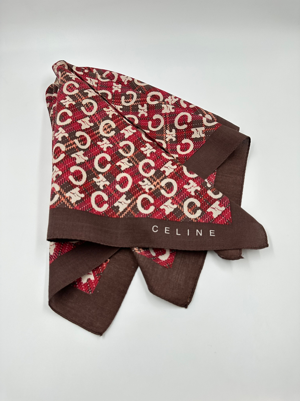 Платок красный с коричневой каймой Celine