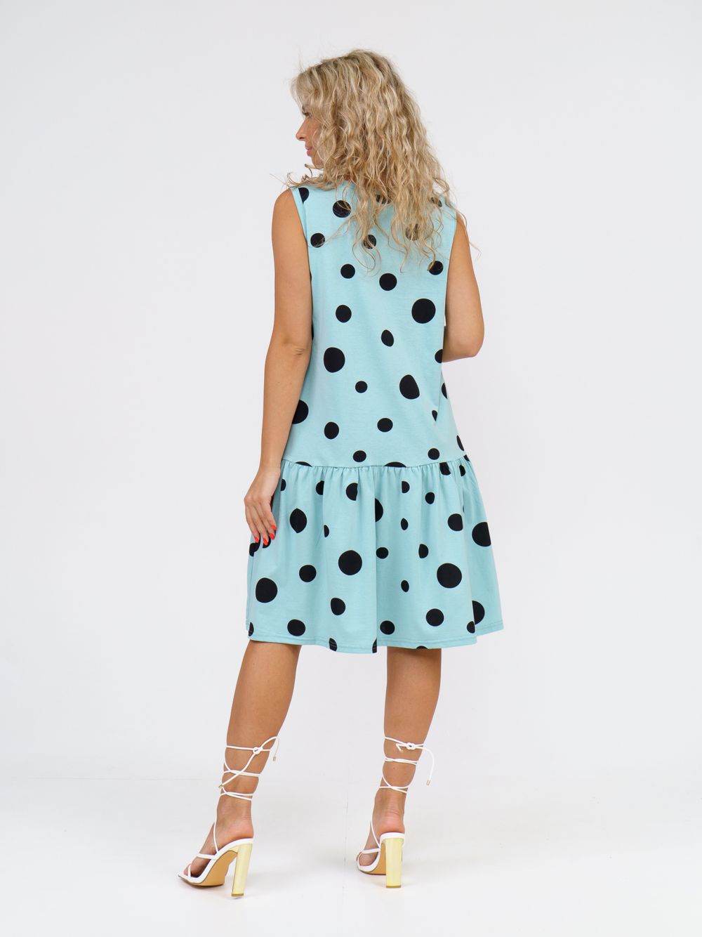 914 Сарафан "Горох/дымчато-голубой" SveTekst (Акция)