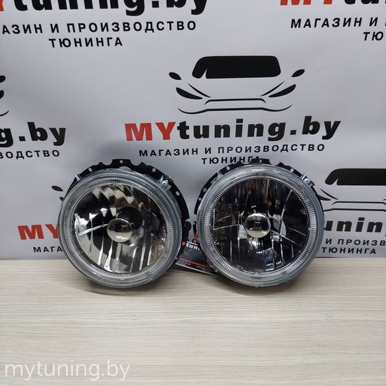 Передние фары внешние VW Golf 1 angel eyes chrome