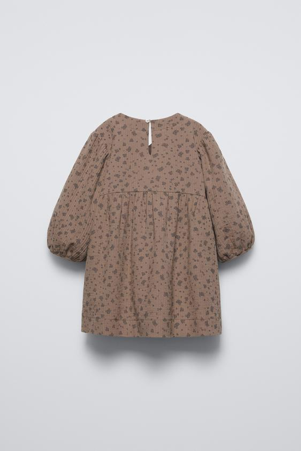 ZARA ПЛАТЬЕ ИЗ РЕЛЬЕФНОЙ ТКАНИ С ПРИНТОМ, КОРИЧНЕВЫЙ