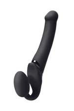 Черный безремневой вибрострапон Silicone Bendable Strap-On - size M (Цвет: черный)