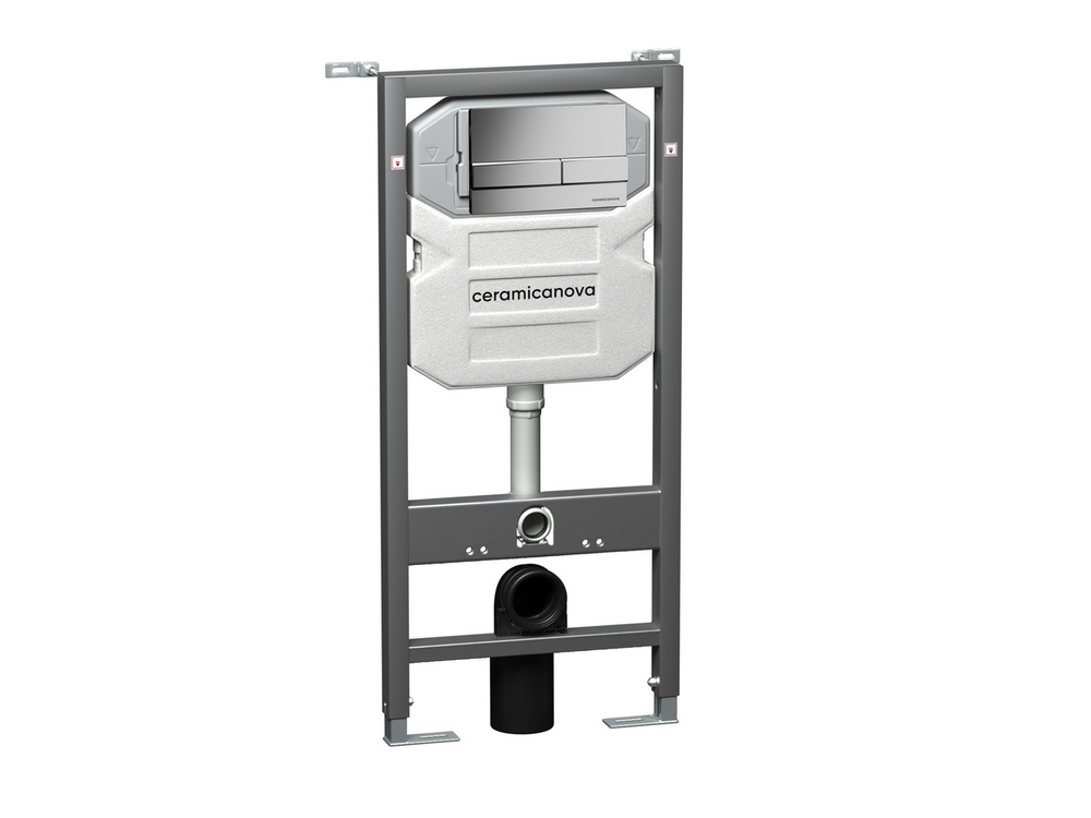 Система инсталляции для унитазов CERAMICANOVA Envision с кнопкой смыва Flat цвет хром матовый, креплениями, арт. CN1002M