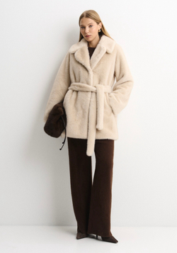 Шуба Lux миди бежевый