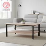 Журнальный столик 140х80х53, Виби, дизайнерский, массив дуба в стиле лофт, на металлических ножках, Dipriz