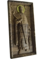Икона освященная Вячеслава Чешского резная из массива дуба