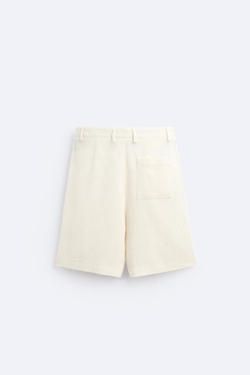 ZARA ШОРТЫ ИЗ РЕЛЬЕФНОЙ ТКАНИ, ЖЕЛТОВАТО-БЕЛЫЙ